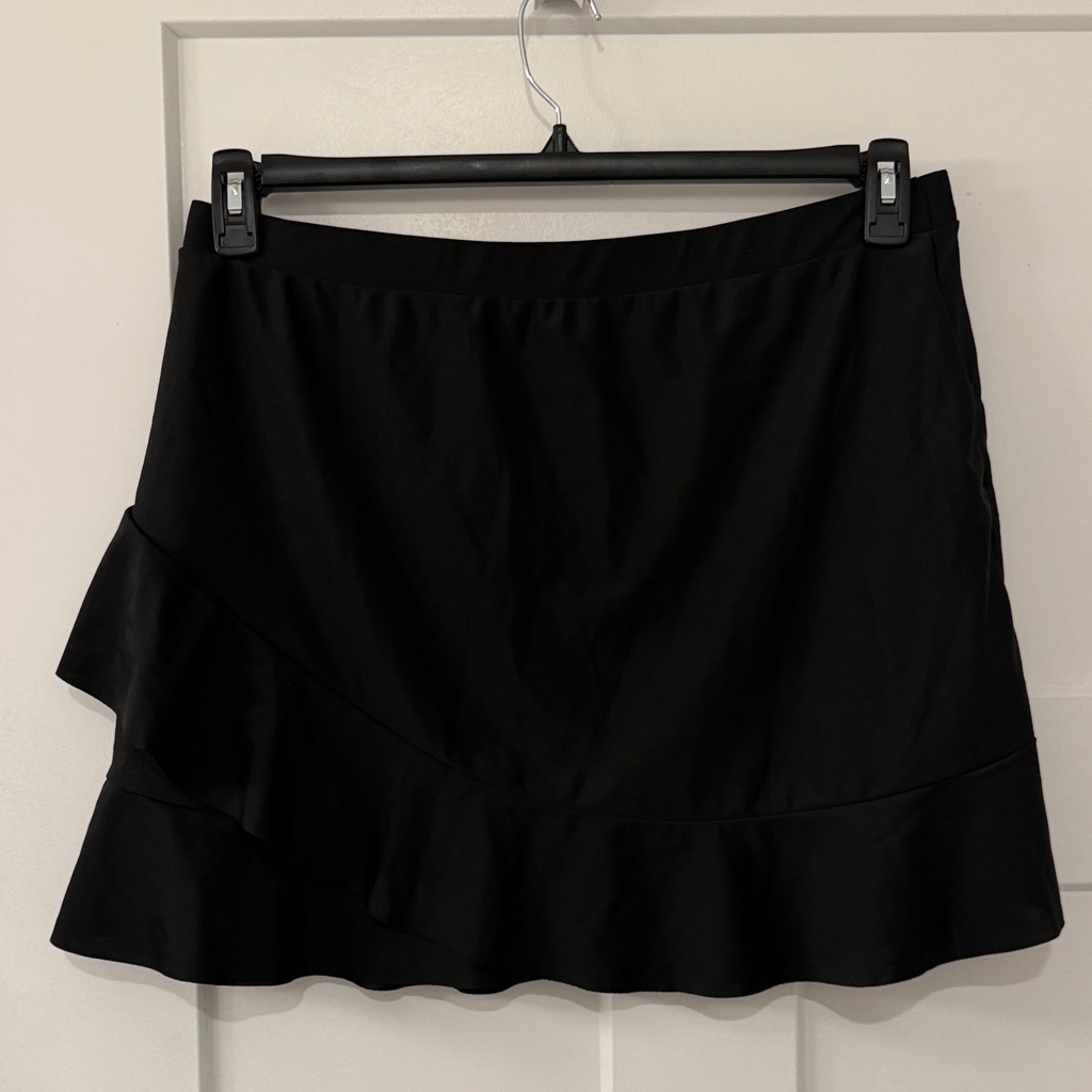 Black Ruffled Mini Swim Skirt